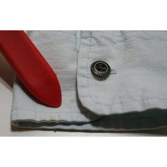 Harley-Davidson Blue Chambray Shirt Womens M Burn Rubber Embroidered Biker Moto - Picture 7 of 11